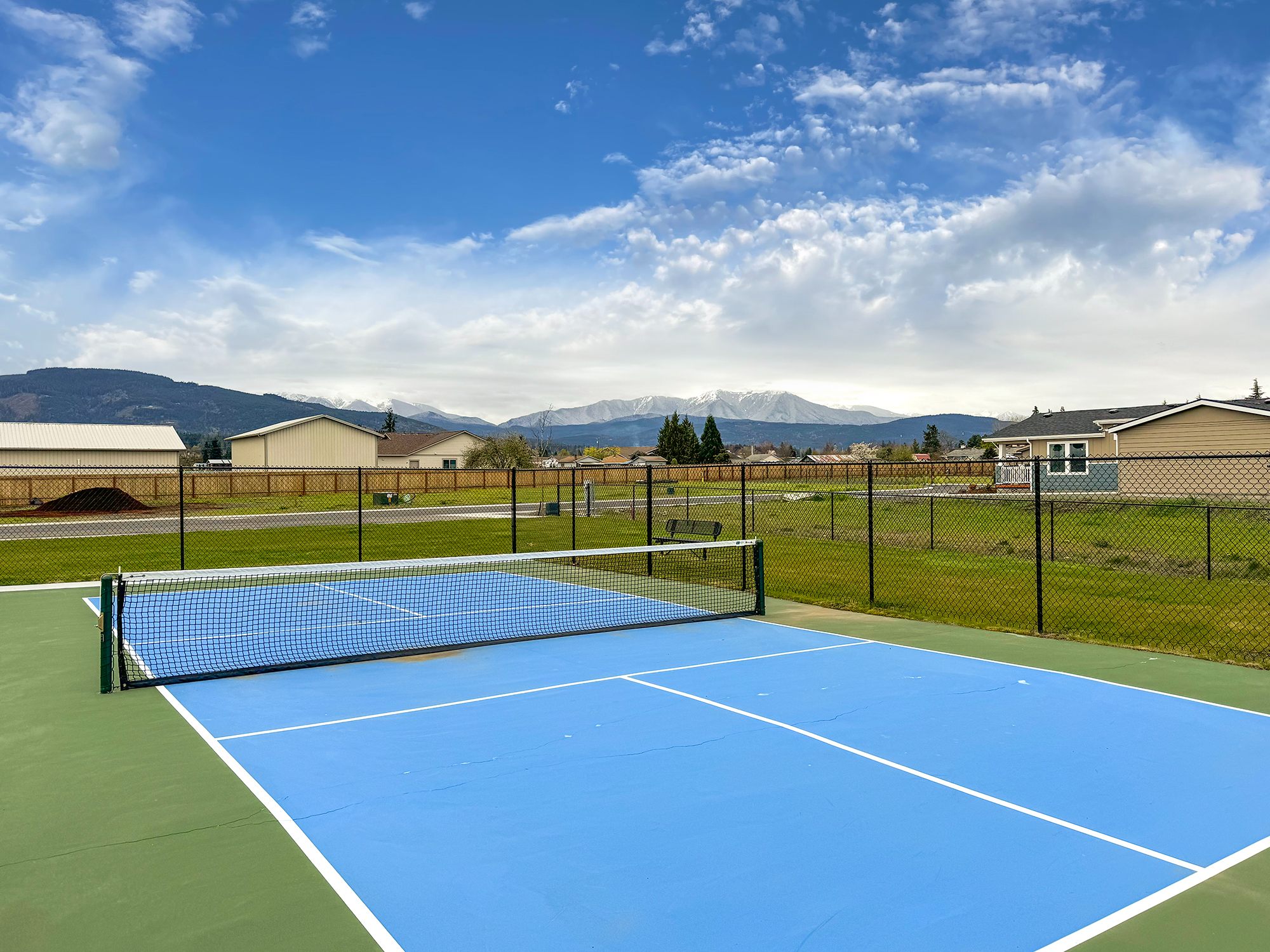 azure pickleball courts and majestic mountain views at lavender meadows in sequim wa