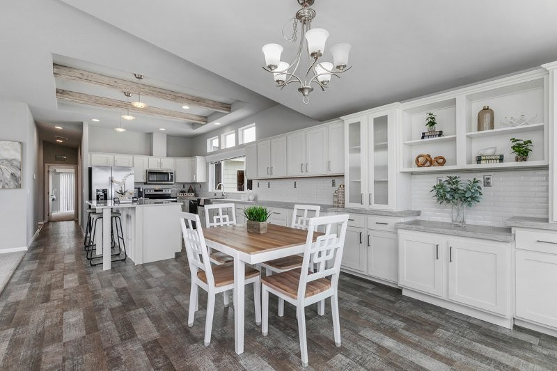 bright eat in kitchen and dining area at lavender meadows in sequim wa