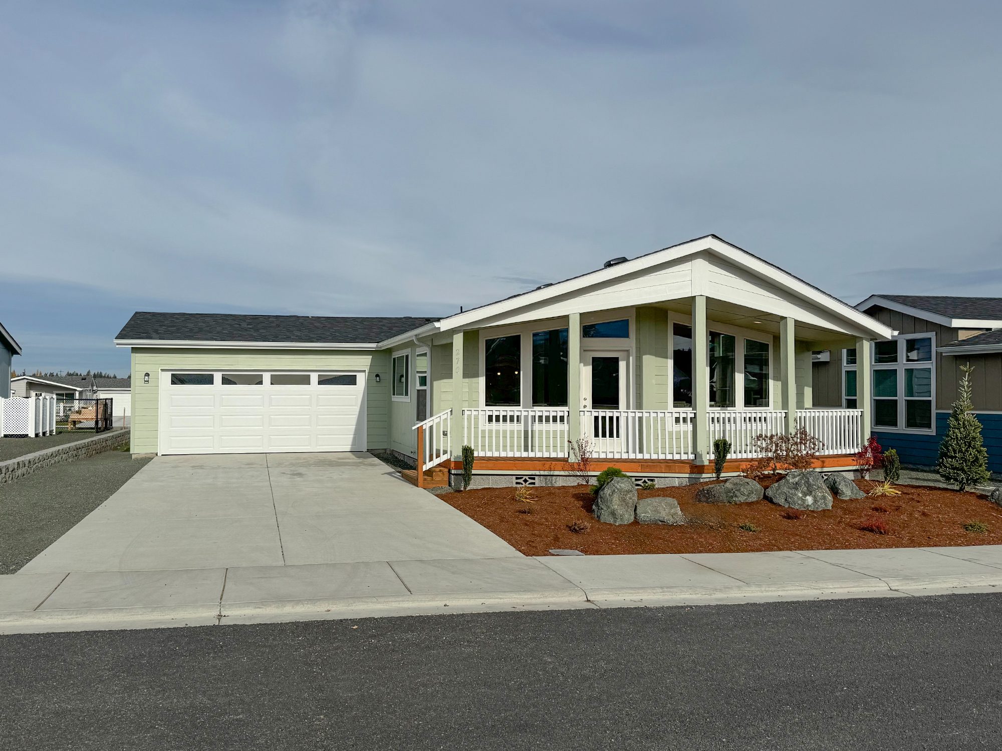 classic mint green home with site built garage at lavender meadows in sequim wa
