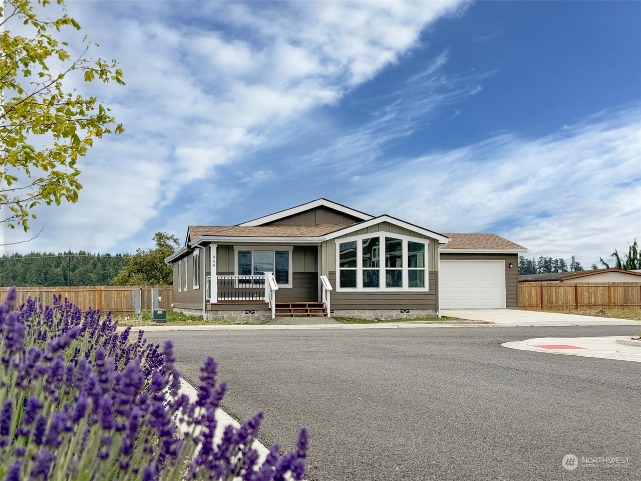 tranquil home exterior with blooming lavender at lavender meadows in sequim wa